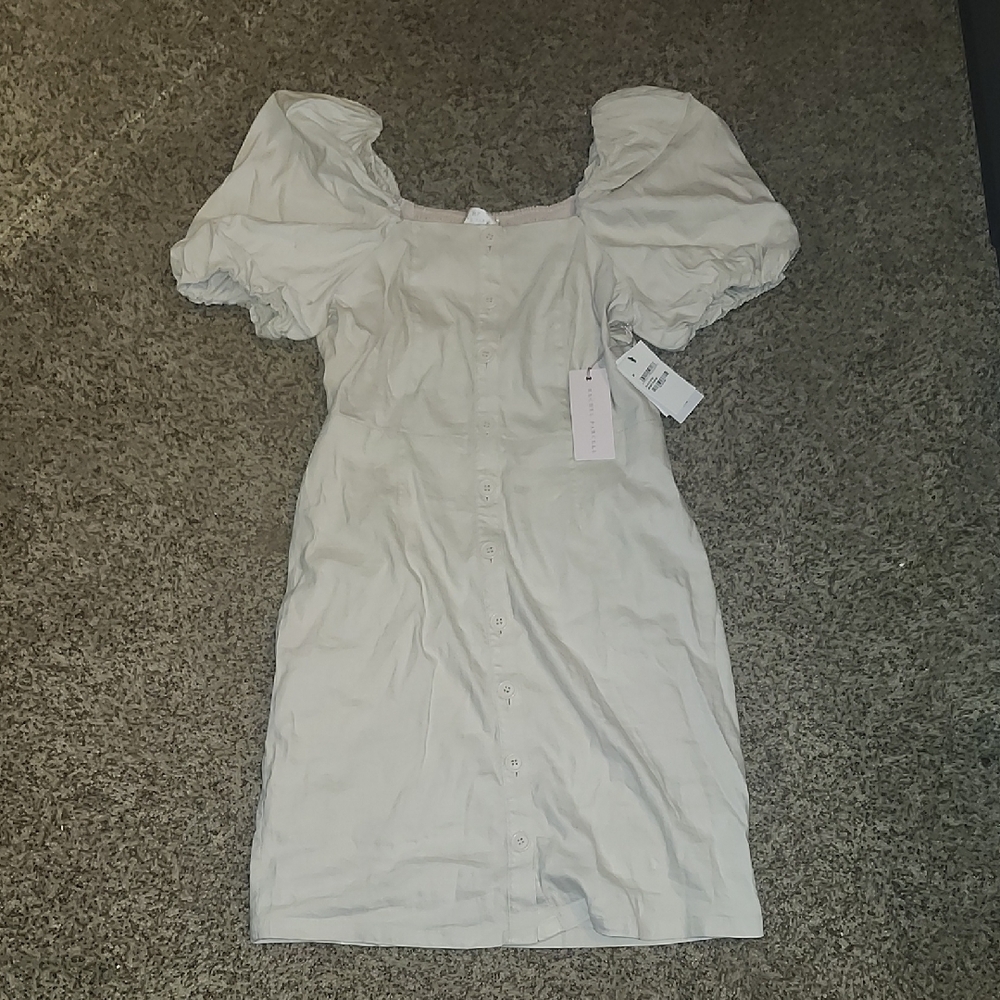 Elegant Cream Puff Sleeve Dress